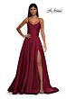 La Femme 32878 Floral Neckline Lace-Up Corset Dress