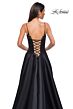 La Femme 32878 Floral Neckline Lace-Up Corset Dress