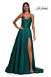 La Femme 32878 Floral Neckline Lace-Up Corset Dress