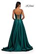 La Femme 32878 Floral Neckline Lace-Up Corset Dress