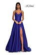 La Femme 32878 Floral Neckline Lace-Up Corset Dress
