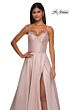 La Femme 32878 Floral Neckline Lace-Up Corset Dress