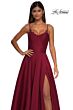 La Femme 32878 Floral Neckline Lace-Up Corset Dress