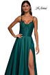La Femme 32878 Floral Neckline Lace-Up Corset Dress