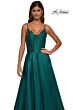 La Femme 32878 Floral Neckline Lace-Up Corset Dress