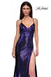 La Femme 32884 High Slit Faux Wrap Metallic Dress