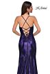 La Femme 32884 High Slit Faux Wrap Metallic Dress