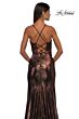 La Femme 32884 High Slit Faux Wrap Metallic Dress