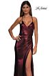 La Femme 32884 High Slit Faux Wrap Metallic Dress