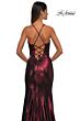 La Femme 32884 High Slit Faux Wrap Metallic Dress