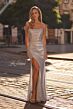 La Femme 32886 Illusion Back Strapless Metallic Dress