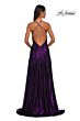 La Femme 32887 Drop Waist Plunging Neck Metallic Dress