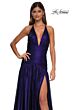 La Femme 32887 Drop Waist Plunging Neck Metallic Dress