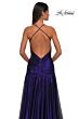 La Femme 32887 Drop Waist Plunging Neck Metallic Dress