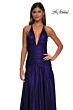 La Femme 32887 Drop Waist Plunging Neck Metallic Dress
