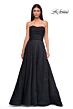 La Femme 32893 Side Pockets High Slit Strapless Dress
