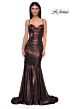 La Femme 32897 Illusion Back Sweetheart Neck Metallic Dress