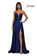 La Femme 32899 Pleated Top High Slit Strapless Dress
