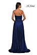 La Femme 32899 Pleated Top High Slit Strapless Dress