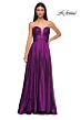La Femme 32899 Pleated Top High Slit Strapless Dress