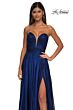 La Femme 32899 Pleated Top High Slit Strapless Dress