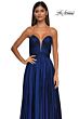 La Femme 32899 Pleated Top High Slit Strapless Dress