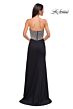 La Femme 32910 Rhinestone Bodice High Slit Strapless Dress