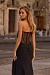 La Femme 32912 Floral Corset Sheer Back Dress