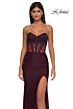 La Femme 32912 Floral Corset Sheer Back Dress