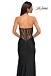 La Femme 32912 Floral Corset Sheer Back Dress