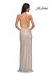 La Femme 32915 Cowl Neck Criss Cross Back Glitter Dress