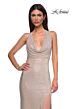 La Femme 32915 Cowl Neck Criss Cross Back Glitter Dress