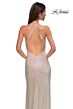 La Femme 32915 Cowl Neck Criss Cross Back Glitter Dress