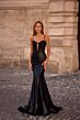 La Femme 32916 Lace Corset Plunging Neck Dress