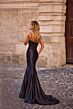La Femme 32916 Lace Corset Plunging Neck Dress