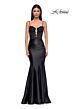 La Femme 32916 Lace Corset Plunging Neck Dress