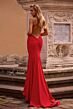 La Femme 32918 Rhinestone Neckline Criss Cross Back Dress