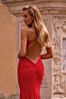 La Femme 32918 Rhinestone Neckline Criss Cross Back Dress