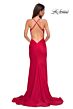 La Femme 32918 Rhinestone Neckline Criss Cross Back Dress