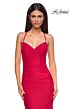La Femme 32918 Rhinestone Neckline Criss Cross Back Dress