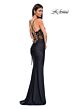 La Femme 32920 Floral Corset Ruched Skirt Lace-Up Dress