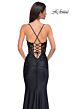 La Femme 32920 Floral Corset Ruched Skirt Lace-Up Dress