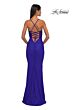 La Femme 32920 Floral Corset Ruched Skirt Lace-Up Dress