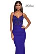 La Femme 32920 Floral Corset Ruched Skirt Lace-Up Dress