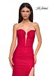 La Femme 32923 Plunging Neckline Illusion Back Strapless Dress