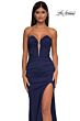 La Femme 32923 Plunging Neckline Illusion Back Strapless Dress