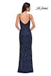 La Femme 32928 Spaghetti Straps High Slit Embellished Dress