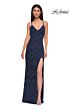 La Femme 32928 Spaghetti Straps High Slit Embellished Dress