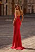 La Femme 32931 Rhinestone Neckline Strapless Lace-Up Dress