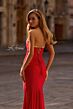 La Femme 32931 Rhinestone Neckline Strapless Lace-Up Dress